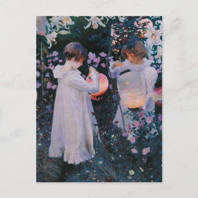 Postal Carnation Lily Lily Rosa John Singer Sargent Art (Anverso)
