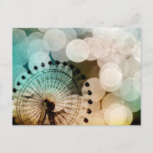 Postal Carnaval de noria azul Pastel bokeh