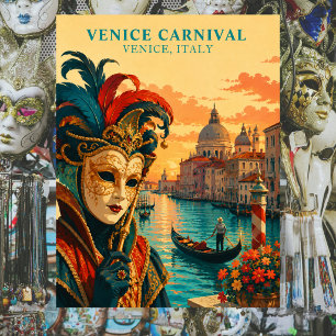 Postal Carnaval de Venecia Italia Máscara Veneciana Vinta