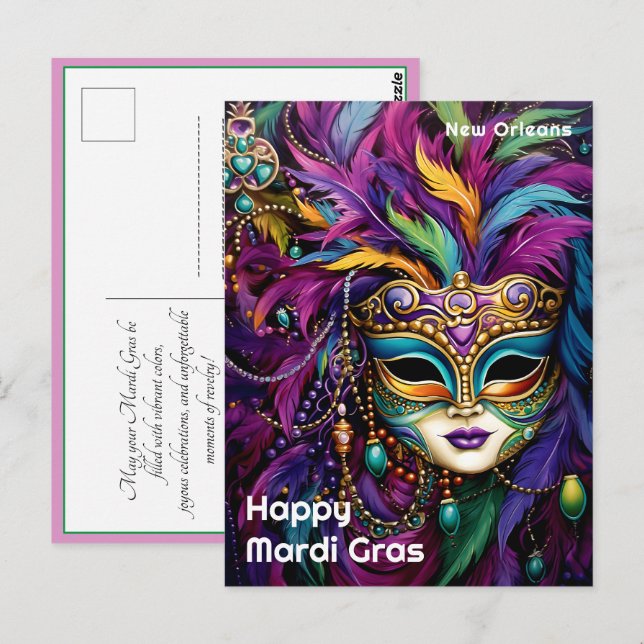 Postal 💚 💜 💛 Carnaval encantado (Anverso / Reverso)