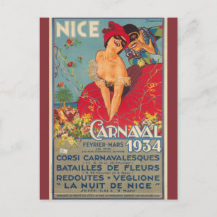 Postal Carnaval Francés Antiguo Niza 1934