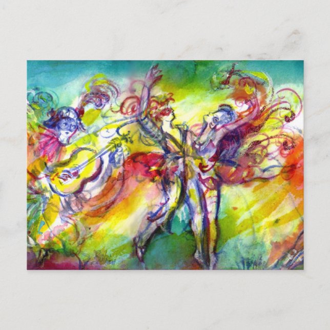 Postal CARNAVAL ITALIANO / Danza, música, teatro (Anverso)