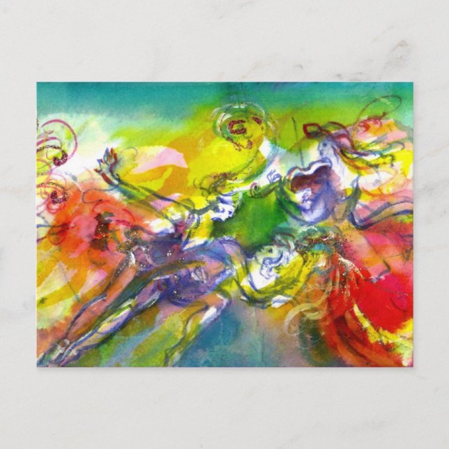 Postal CARNAVAL ITALIANO / Danza, música, teatro (Anverso)