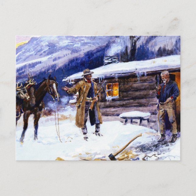 Postal "Carne de Navidades" por Charles M Russell (Anverso)