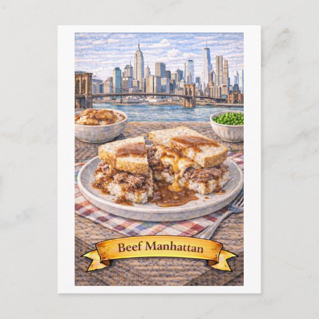 Postal Carne Manhattan (Serie de Comida Americana) (Anverso)