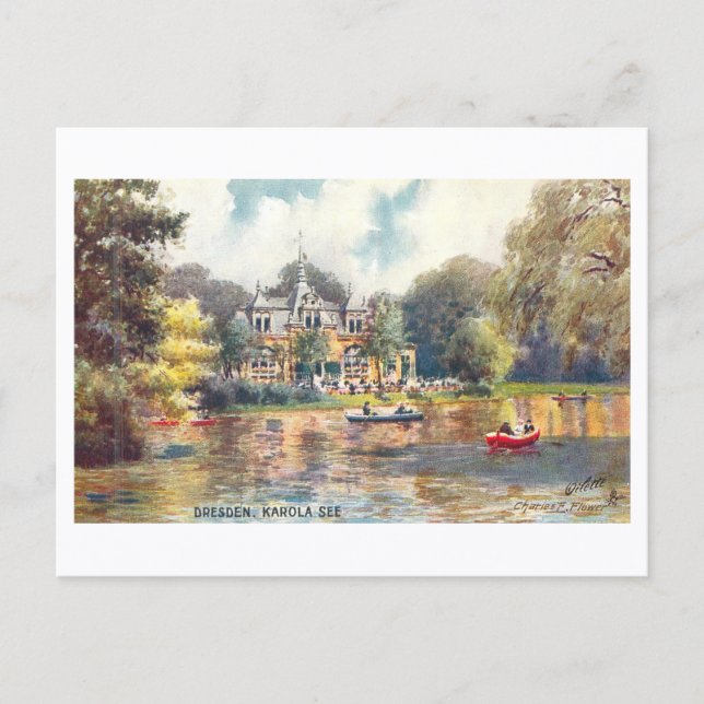 Postal Carolasee vintage en Dresde, Alemania (Anverso)