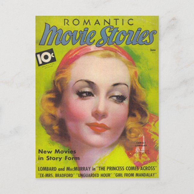 Postal Carole Lombard en la portada de historias de pelíc (Anverso)