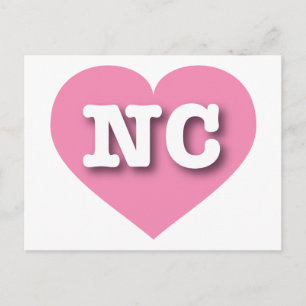 Postal Carolina del Norte: Corazón rosa - Amo NC