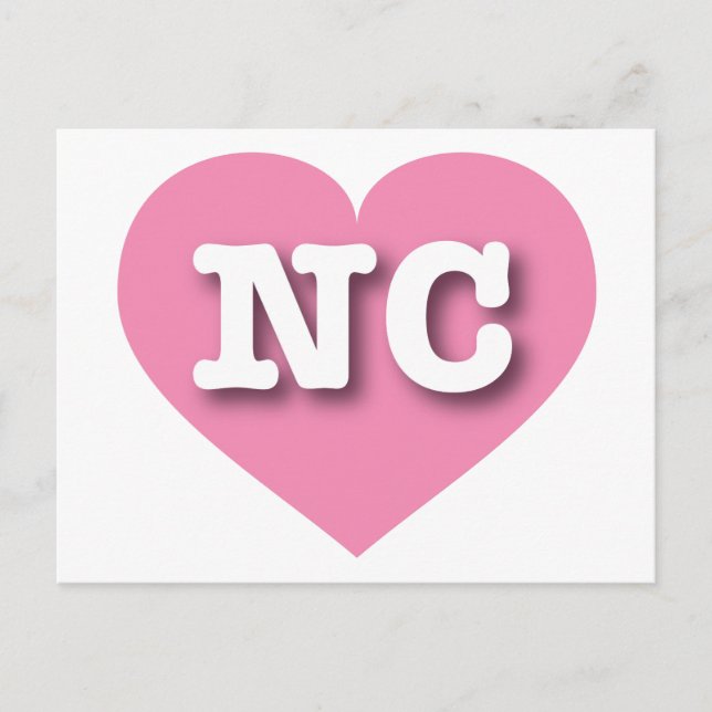 Postal Carolina del Norte: Corazón rosa - Amo NC (Anverso)