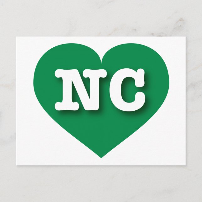 Postal Carolina del Norte Corazón Verde - Amo NC (Anverso)