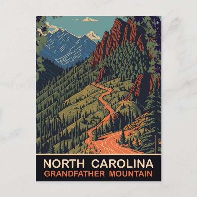 Postal Carolina del Norte, montaña del abuelo, viajes (Anverso)