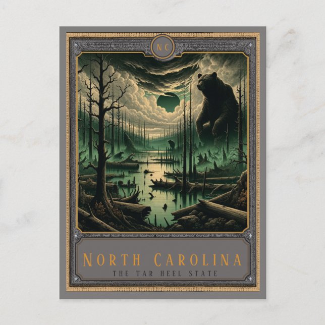 Postal Carolina del norte | Postcarta de arte gótico (Anverso)