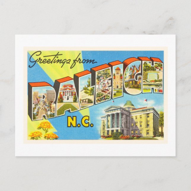 Postal Carolina del Norte Raleigh Carolina NC Viaje con t (Anverso)