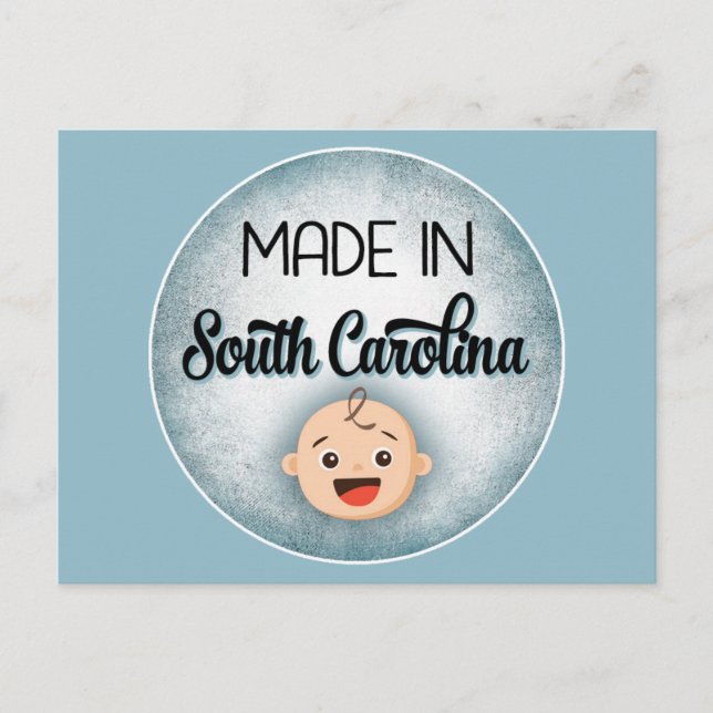 Postal Carolina del Sur Bebé Funny Blue New Boy Postcard (Anverso)