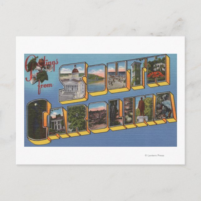 Postal Carolina del Sur - Escenas de letras grandes (Anverso)