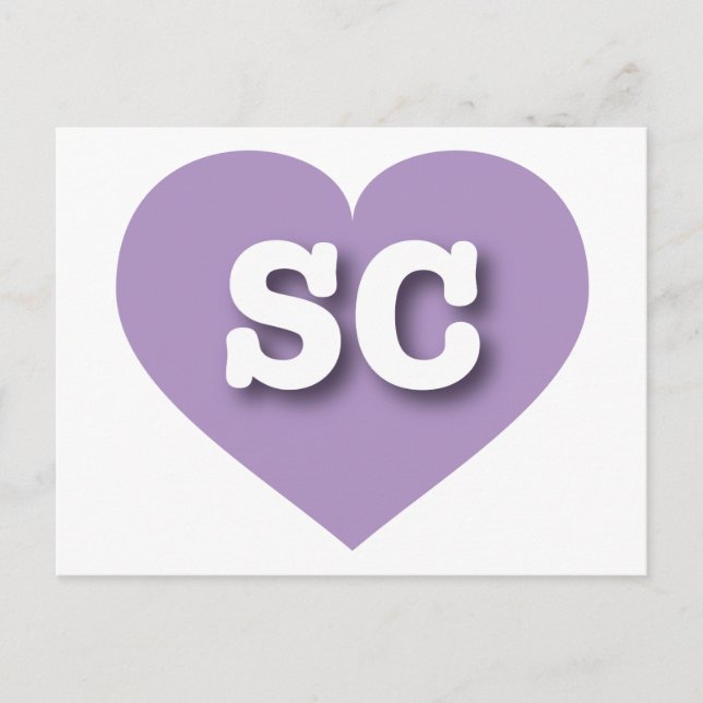 Postal Carolina del Sur Lavender Heart - Amo la SC (Anverso)