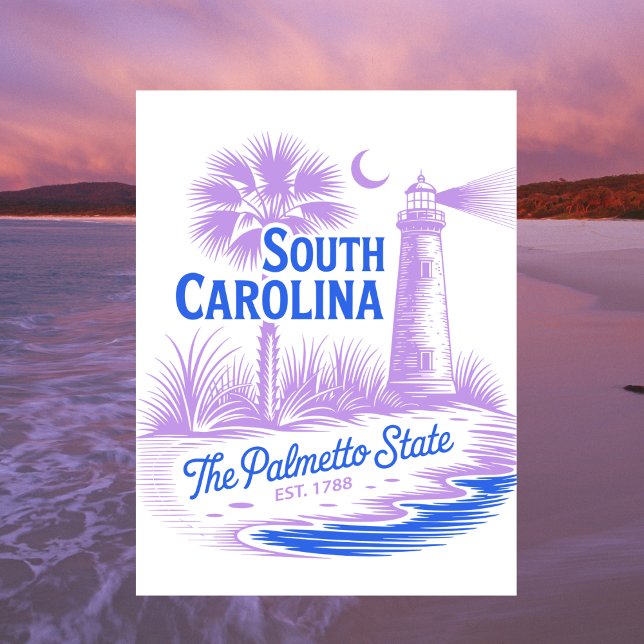 Postal Carolina del Sur Palmetto State Est. Viajes en 178 (South Carolina Palmetto State Est. 1788 Travel Postcard
)