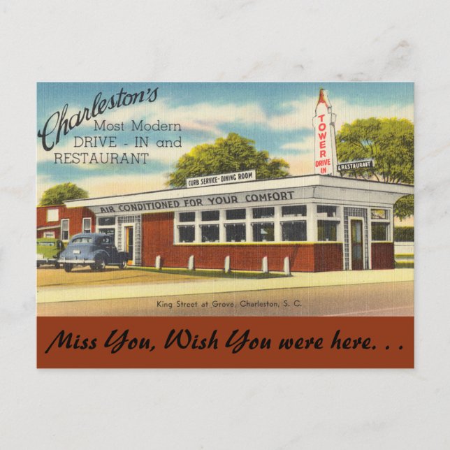 Postal Carolina del Sur, Tower Drive-In, Charleston (Anverso)