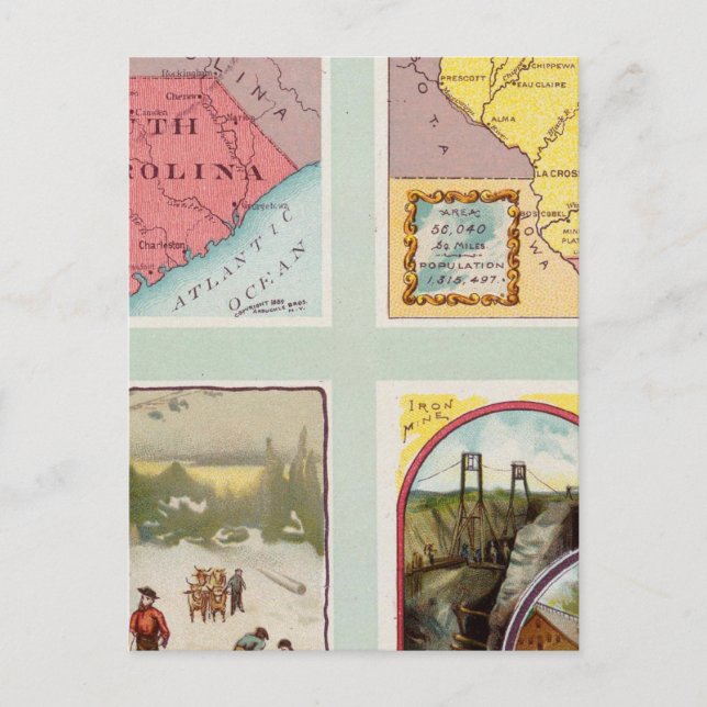 Postal Carolina del Sur, Wisconsin, Maine, Michigan (Anverso)