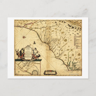 Postal Carolinas con norte a derecha mapa panorámico