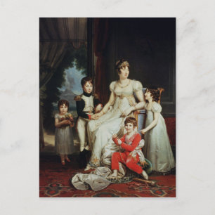 Postal Caroline Bonaparte y sus hijos