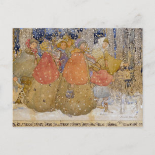 Postal "Caroling" de Navidades de la vieja Annie francesa