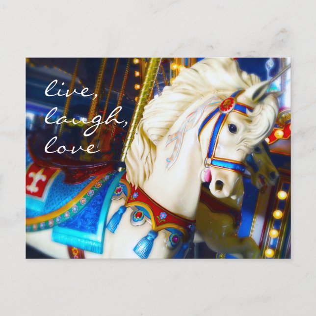 Postal Carousel Horse Photo Live Lauder Love Script Bold (Anverso)
