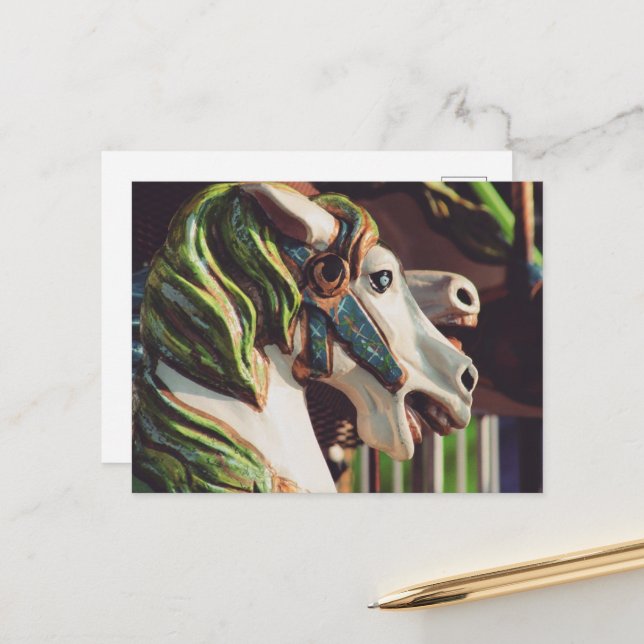 Postal Carousel Horses Summer Days at the Fair (Anverso/Reverso In Situ)