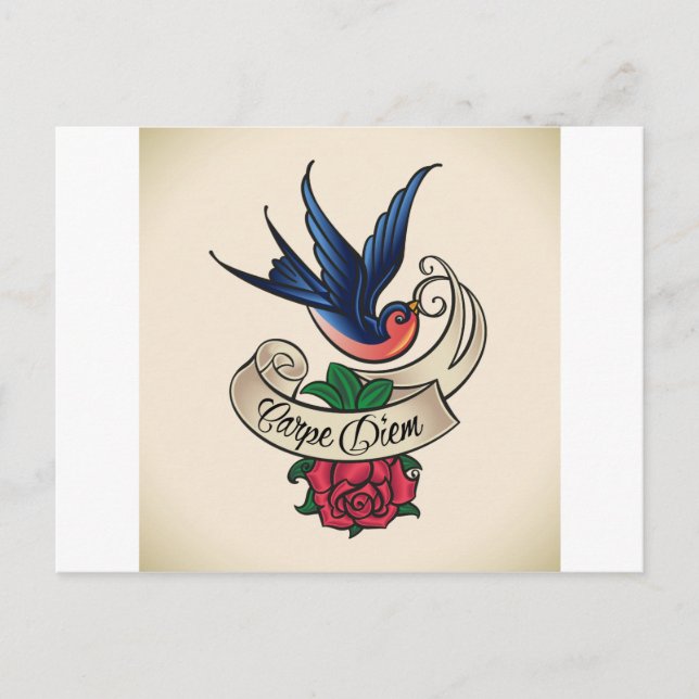 Postal Carpe Diem Bluebird Tattoo (Anverso)