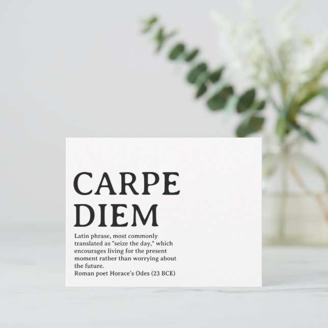 Postal Carpe Diem latin quote (Anverso de pie)