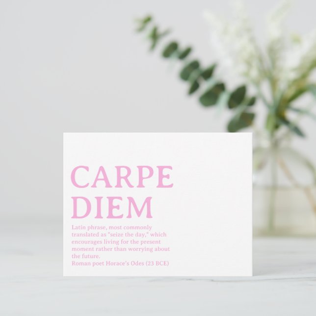 Postal Carpe Diem latin quote (Anverso de pie)