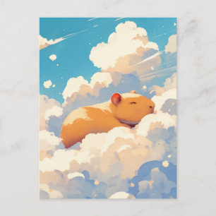 Postal Carpincho Durmiendo la Siesta Flotando en una Nube