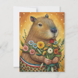 Postal Carpintero con flores arte popular