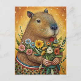 Postal Carpintero con flores arte popular