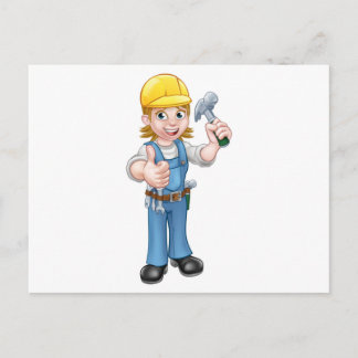 Postal Carpintero femenino Holding Hammer
