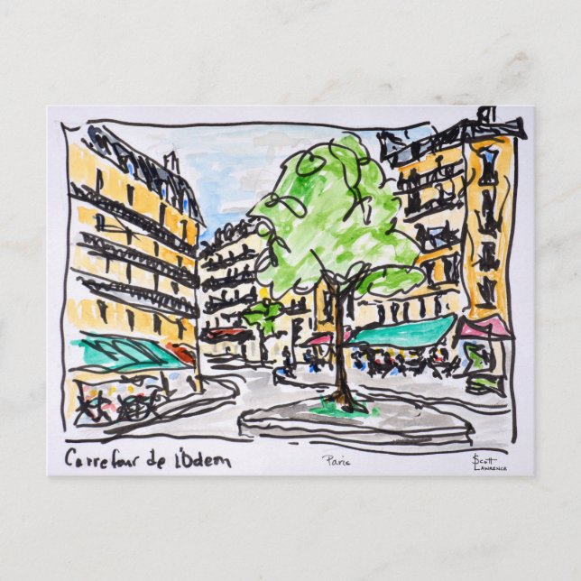 Postal Carrefour de l'Odeon, París, Francia (Anverso)