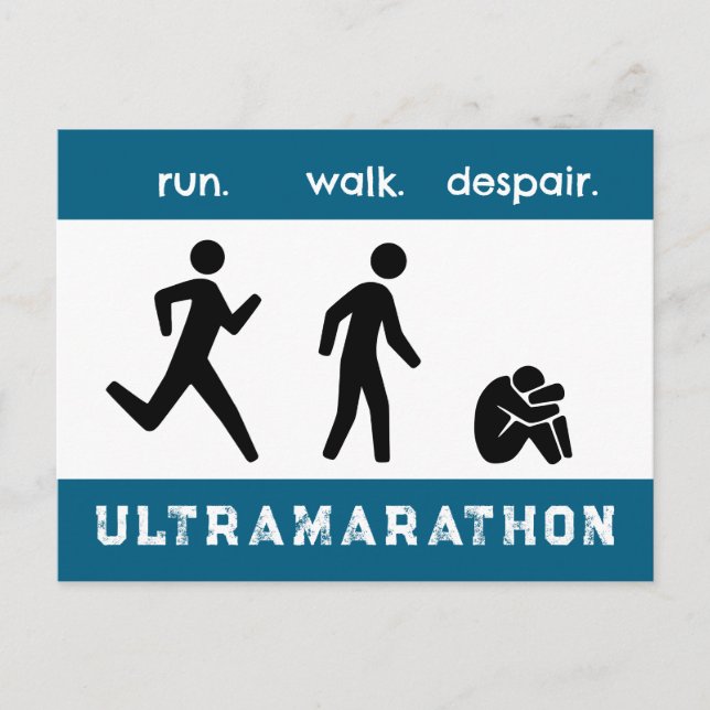 Postal Carrera azul. Camina. Desesperación. Silueta picto (Anverso)