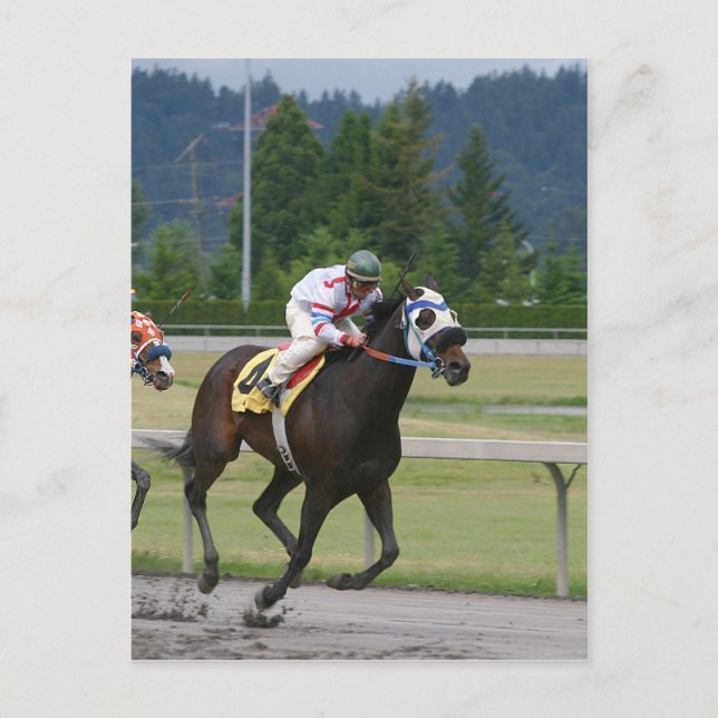 Postal Carrera de caballos (Anverso)