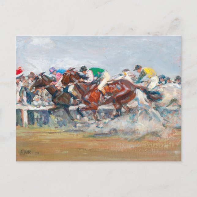 Postal Carrera de caballos | Angelo Jank (Anverso)