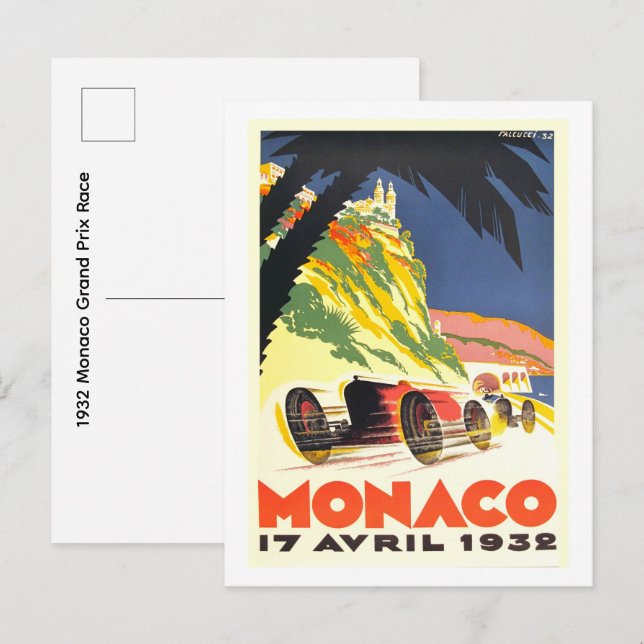 Postal Carrera del Gran Premio de Mónaco de 1932 (Anverso / Reverso)
