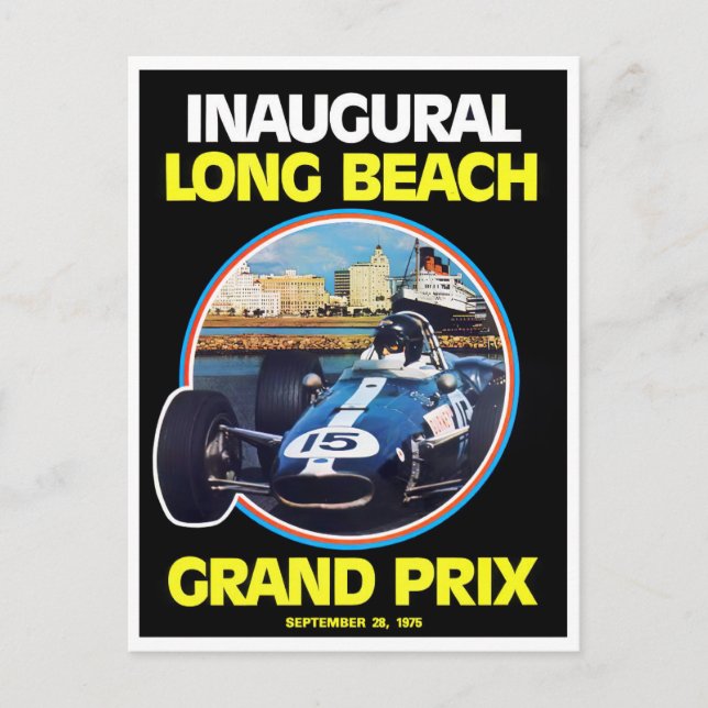 Postal Carrera en el Gran Premio de Long Beach de 1975 (Anverso)