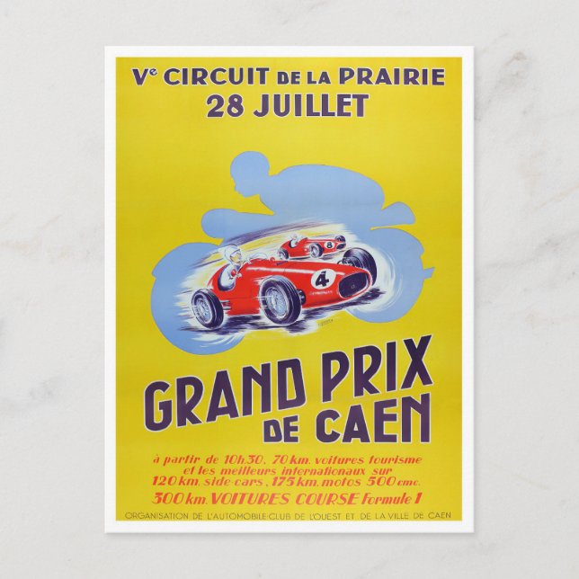 Postal Carrera vintage del Caen Grand Prix (Anverso)