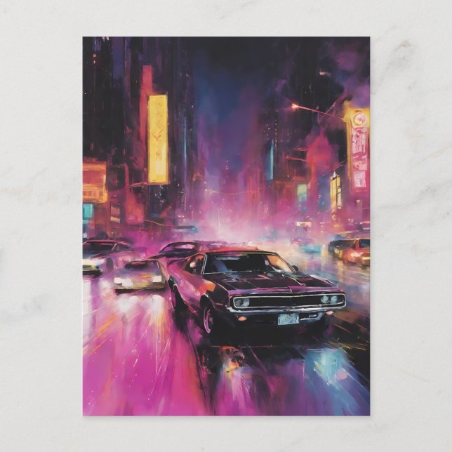 Postal Carreras callejera nocturna en la vibrante ciudad (Anverso)
