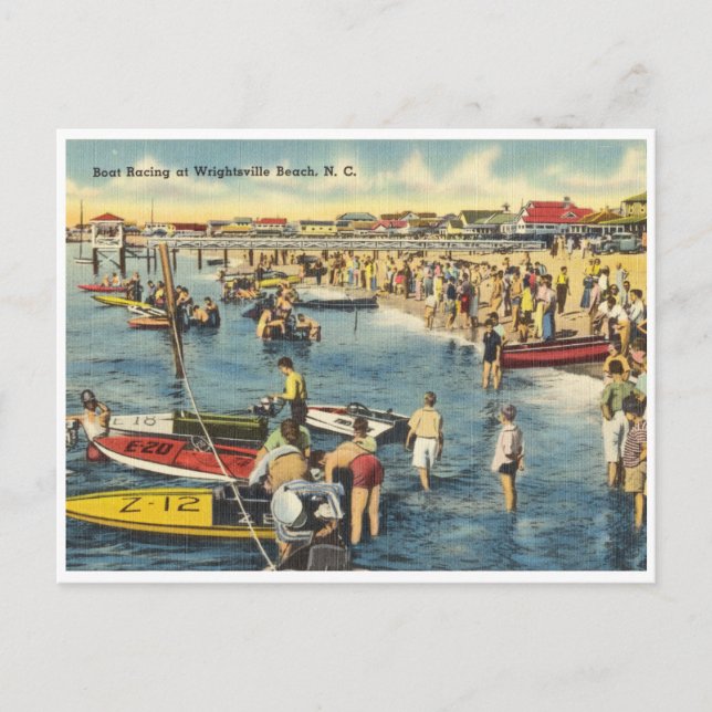 Postal Carreras de barcos de Wrightsville Beach North Car (Anverso)