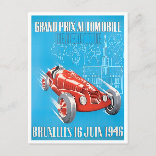 Postal Carreras de Bruxelles Grand Prix de 1946 (Anverso)