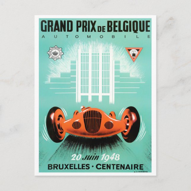 Postal Carreras de Bruxelles Grand Prix de 1948 (Anverso)