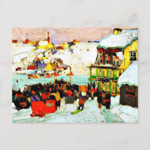 Postal Carreras de caballos en invierno, pintura artístic