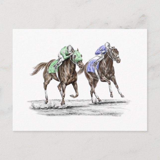 Postal Carreras de caballos tosados (Anverso)