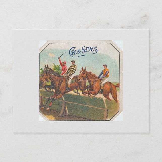 Postal Carreras de caballos vintage de Chasers (Anverso)