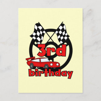 Postal Carreras de coche 3 camisetas de cumpleaños y rega